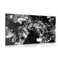 CANVAS PRINT LION'S HEAD IN BLACK AND WHITE - BLACK AND WHITE PICTURES - PICTURES