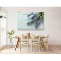 CANVAS PRINT LAVENDER ON A WOODEN BACKGROUND - PICTURES FLOWERS - PICTURES