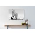 CANVAS PRINT MILKSHAKE IN BLACK AND WHITE - BLACK AND WHITE PICTURES - PICTURES