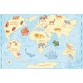 CARTA DA PARATI MAPPA DEL MONDO CON ANIMALI - CARTA DA PARATI MAPPE - CARTA DA PARATI