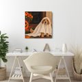 QUADRO SU TELA – CAGNOLINO DI HALLOWEEN SOTTO IL LENZUOLO - QUADRI HALLOWEEN E HORROR - STAMPE E QUADRI