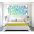 5-PIECE CANVAS PRINT BLUE-GREEN MANDALA - PICTURES FENG SHUI - PICTURES