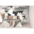 SELF ADHESIVE WALLPAPER WORLD MAP IN BLACK AND WHITE - SELF-ADHESIVE WALLPAPERS - WALLPAPERS