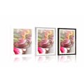 POSTER MIT PASSEPARTOUT BUNTER BLUMENSTRAUSS AUS TULPEN - BLUMEN - POSTER