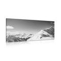 CANVAS PRINT OF SNOWY MOUNTAINS IN BLACK AND WHITE - BLACK AND WHITE PICTURES - PICTURES