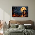 QUADRO SU TELA – CASA STREGATA SOTTO LA LUNA PIENA - QUADRI HALLOWEEN E HORROR - STAMPE E QUADRI