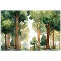 TAPETE GRÜNER AQUARELL-WALDTRAUM - TAPETEN WALD - TAPETEN