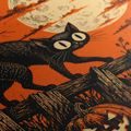 QUADRO SU TELA – GATTO NERO SOTTO LA LUNA - QUADRI HALLOWEEN E HORROR - STAMPE E QUADRI