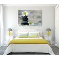 CANVAS PRINT HARMONIOUS STONES AND PLUMERIA FLOWER - PICTURES FENG SHUI - PICTURES