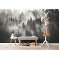 WALL MURAL FOREST IN A BLACK AND WHITE FOG - BLACK AND WHITE WALLPAPERS - WALLPAPERS