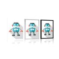 POSTER BLUE ROBOT ON A WHITE BACKGROUND - ROBOTS - POSTERS