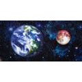 WANDBILD PLANET ERDE UND DER ROTE MOND - BILDER VON UNIVERSUM UND STERNEN - BILDER