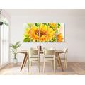 5-PIECE CANVAS PRINT BEAUTIFUL SUNFLOWER - PICTURES FLOWERS - PICTURES