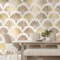 SAMOLJEPLJIVA TAPETA ZLATNE ART DECO ŠKOLJKE - TAPETE S UZORKOM - TAPETE