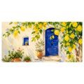 TABLEAU SUR TOILE – PORTE BLEUE SOUS LES CITRONS - TABLEAUX DE LA VILLE - TABLEAUX