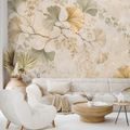 ZELFKLEVEND FOTOBEHANG GOUDEN GINKGOBLADEREN IN GLAMOURSTIJL - FOTOBEHANG BLADEREN - FOTOBEHANG