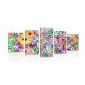 5-PIECE CANVAS PRINT COLORFUL FLOWERS - PICTURES FLOWERS - PICTURES