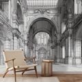 TAPETA HISTORICKÁ ARCHITEKTURA V ČERNOBÍLÉ KRESBĚ - ČERNOBÍLÉ TAPETY - TAPETY