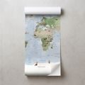 SAMOLEPÍCÍ FOTOTAPETA SVĚTOVÁ MAPA SE ZVÍŘATY - DĚTSKÉ TAPETY - TAPETY
