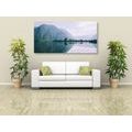 CANVAS PRINT PAINTED MOUNTAINS BY THE LAKE - PICTURES OF NATURE AND LANDSCAPE - PICTURES