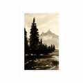 POSTER WITH MOUNT ARTISTIC LANDSCAPE IN SEPIA - BLACK AND WHITE - POSTERS