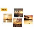 CANVAS PRINT SET MAGICAL SUNSET BY THE SEA - SET OF PICTURES - PICTURES