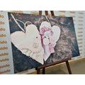 CANVAS PRINT HANDMADE HEART ON A STUMP - VINTAGE AND RETRO PICTURES - PICTURES