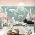 SAMOLEPÍCÍ TAPETA PODMOŘSKÝ SVĚT V PASTELOVÝCH BARVÁCH - DĚTSKÉ TAPETY - TAPETY