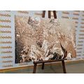 CANVAS PRINT MODERN PAINTED PEONIES IN SEPIA DESIGN - BLACK AND WHITE PICTURES - PICTURES