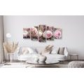 IMPRESSION SUR TOILE EN 5 PARTIES ARRANGEMENT FLORAL FESTIF DE ROSES - IMPRESSIONS SUR TOILE FLEURS - IMPRESSION SUR TOILE