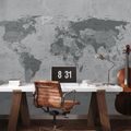 TAPETE WELTKARTE IN GRAU - WELTKARTEN-TAPETEN - TAPETEN