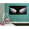 CANVAS PRINT BLACK AND WHITE ANGEL WINGS - BLACK AND WHITE PICTURES - PICTURES