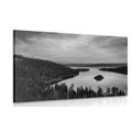 CANVAS PRINT LAKE AT SUNSET IN BLACK AND WHITE - BLACK AND WHITE PICTURES - PICTURES