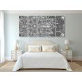 5-PIECE CANVAS PRINT TEXTURE MANDALA IN BLACK AND WHITE - BLACK AND WHITE PICTURES - PICTURES