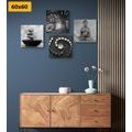 CANVAS PRINT SET FENG SHUI IN BLACK AND WHITE STYLE - SET OF PICTURES - PICTURES