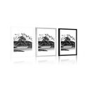 POSTER WITH MOUNT BEAUTIFUL MOUNTAIN LANDSCAPE IN BLACK AND WHITE - BLACK AND WHITE - POSTERS