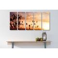 5-PIECE CANVAS PRINT GRASS BLADES AT SUNRISE - PICTURES OF NATURE AND LANDSCAPE - PICTURES