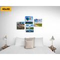 CANVAS PRINT SET HOT AIR BALLOON FLIGHT OVER THE COUNTRY - SET OF PICTURES - PICTURES