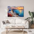 WANDBILD KÜSTE VON SANTORIN BEI SONNENUNTERGANG - BILDER VON SONNENAUFGANG UND SONNENUNTERGANG - BILDER