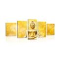 5-TEILIGES WANDBILD GOLDENE BUDDHA-STATUE - BILDER MIT FENG SHUI-MOTIVEN - BILDER