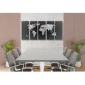 IMPRESSION SUR TOILE EN 5 PARTIES CARTE DU MONDE DANS LES TONS DE GRIS - CARTES D'IMPRESSIONS SUR TOILE - IMPRESSION SUR TOILE