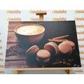 CANVAS PRINT COFFEE WITH CHOCOLATE MACARONS - PICTURES OF FOOD AND DRINKS - PICTURES