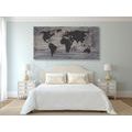 DECORATIVE PINBOARD WORLD MAP ON DARK WOOD - PICTURES ON CORK - PICTURES