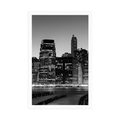 POSTER NEW YORK CITY AT NIGHT IN BLACK AND WHITE - BLACK AND WHITE - POSTERS