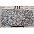 WANDBILD MANDALA MIT ABSTRAKTEN NATURMOTIVEN IN SCHWARZ-WEISS - SCHWARZ-WEISSE BILDER - BILDER