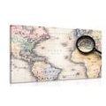 CANVAS PRINT WORLD MAP WITH A MAGNIFYING GLASS - PICTURES OF MAPS{% if product.category.pathNames[0] != product.category.name %} - PICTURES{% endif %}