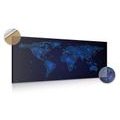 DECORATIVE PINBOARD WORLD MAP WITH NIGHT SKY - PICTURES ON CORK - PICTURES