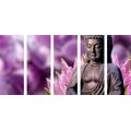 5-TEILIGES WANDBILD FRIEDLICHER BUDDHA - BILDER MIT FENG SHUI-MOTIVEN - BILDER