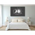 CANVAS PRINT BLACK AND WHITE HARMONY OF THE SUN AND THE MOON - BLACK AND WHITE PICTURES - PICTURES