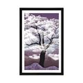 POSTER WITH MOUNT TREE COVERED WITH CLOUDS - NATURE - POSTERS